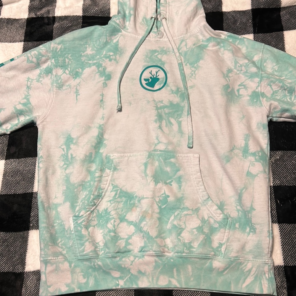 Good Mythical Morning Hoodie, Mens Large, White and Teal